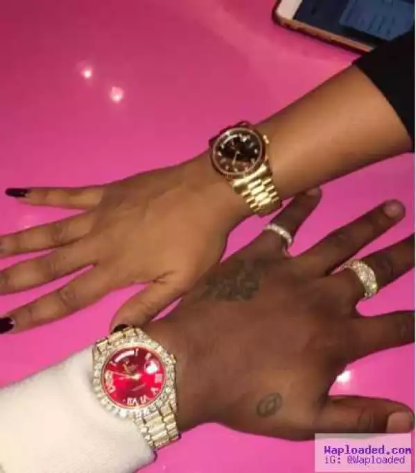 Davido shows of his rolex alongside his rumoured gf and fans react